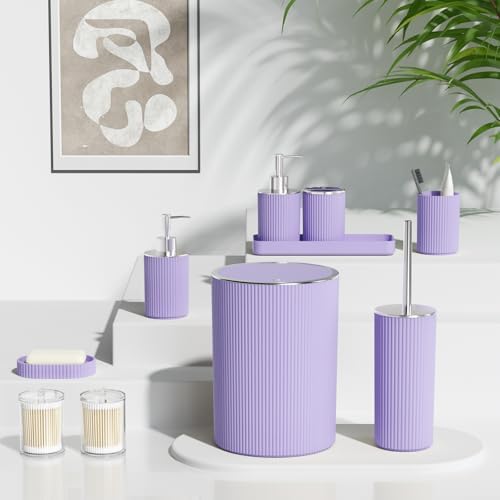 Purple Bathroom Accessories Set, 10PC Bathroom Set