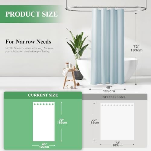 Dynamene Stall Waffle Shower Curtain 256 GSM Heavy Fabric 48x72 Fog Blue