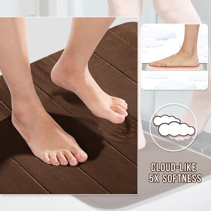 Yimobra Large Memory Foam Bathroom Mat Set, 44 x 24 & 24 x 17 in, Brown