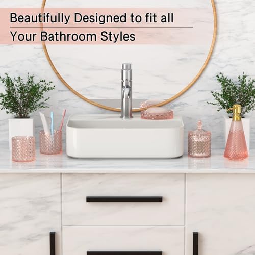 Pink Glass Bathroom Accessories Set 5 Pcs, Pink Bathroom Set, Soap Dispenser and Toothbrush Holder Set, Qtip Holder Set, Vintage Bathroom Sink Set, Cute Bathroom Decor