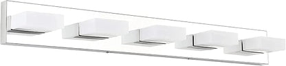 Aipsun Modern Chrome Bathroom Vanity Light LED Vanity Light Fixtures for Bathroom Stainless Steel 5 Light Bath Wall Lighting 6000K
