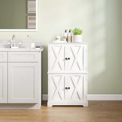 SMORBOOS Bathroom Storage Cabinet, 4-Door Freestanding Floor Cabinet