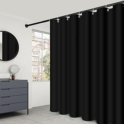 LLSCL 2 Pack Black Fabric Shower Curtain Liner with Magnets, Waterproof Hotel Quality, 72 x 72 Machine Washable