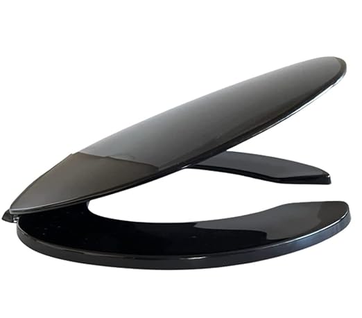 Centoco Round Plastic Toilet Seat, Open Front with Cover, Regular Duty Residential or Light Weight Commercial Use, Black
