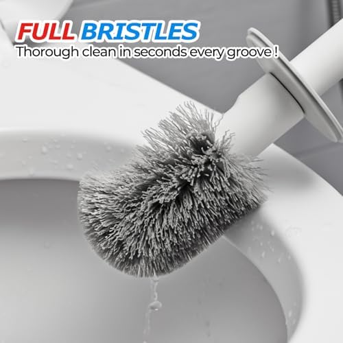 FORASTO Toilet Bowl Brush and Holder Set - Toilet Scrubber Brush,Cleaning Brush,Bathroom Decor,Household Essentials,Cleaning Supplies,White