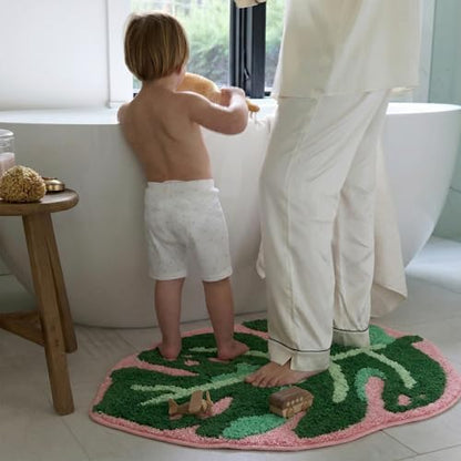 Large Monstera Bath Mat 31.5"X25",Cute Leaf Bathroom Rug,Non Slip Bath Mat