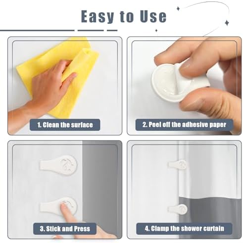 Magnetic Silicone Shower Curtain Clips for Liner 3 Packs (White)