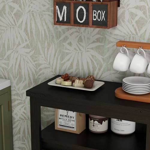 Panana Farmhouse Bathroom Floor Cabinet, Sliding Barn 3 Drawers & 1 Door Freestanding Small Storage Cabinet for Bathroom, Kitchen (Black)