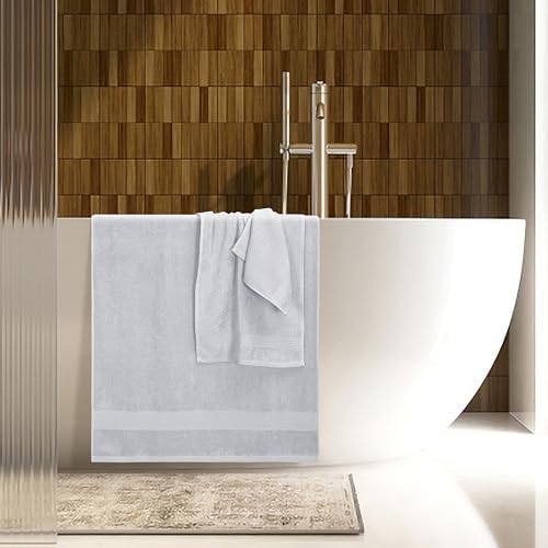 Belizzi Home 8 Piece Towel Set 100% Ring Spun Cotton, 2 Bath Towels 27x54, 2 Hand Towels 16x28 and 4 Washcloths 13x13 - Ultra Soft Highly Absorbent Machine Washable Hotel Spa Quality - Light Grey