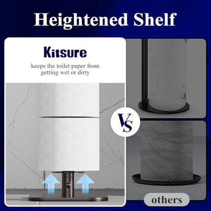 Kitsure Metal Toilet Paper Holder Free Standing, Medium, Brown