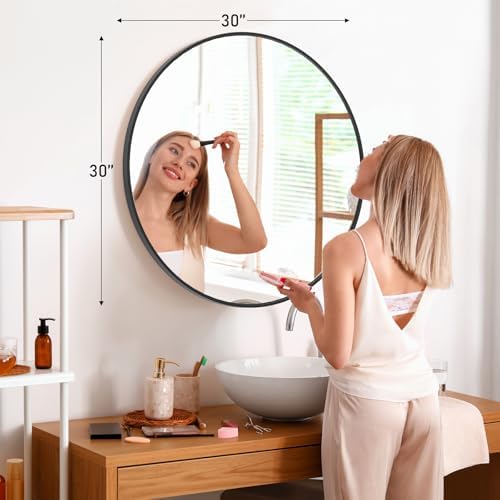 NEWBULIG 30 Inch Round Bathroom Mirror, Wall Mount Vanity Mirror