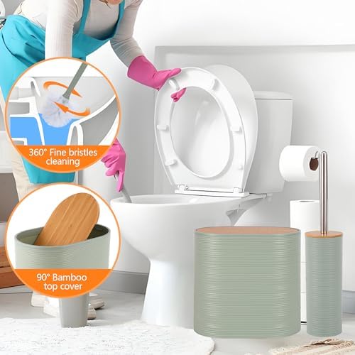 10 PCS Green Bathroom Accessories Set with Trash Can Bathroom Accessory