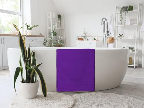 Bath Towels Pack of 6 – 24" x 50" – 100% Cotton Terry, Soft, Quick-Dry & Highly Absorbent – Purple Towels for Bathroom, Spa, Gym, Hotel, Pool & Everyday Use