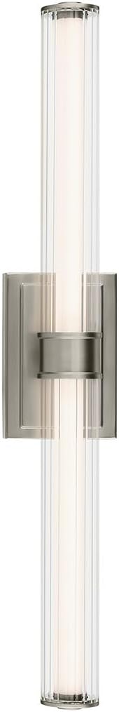 Kichler Laurene LED Bath Bar Light, Brushed Nickel | Linear vanity light with clear fluted glass for bathroom mirrors (31" x 5"), 55197NILED