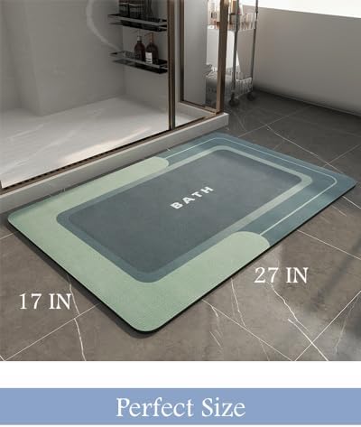 MontVoo-Bath Mat-Bath Rug Non Slip Super Absorbent Stain Resistant Quick Dry Thin Bathroom Rug-Bath Mats for Bathroom Floor Bathtub Vanity-Bathmat Bath Rug Easy Care 17"x27" Green