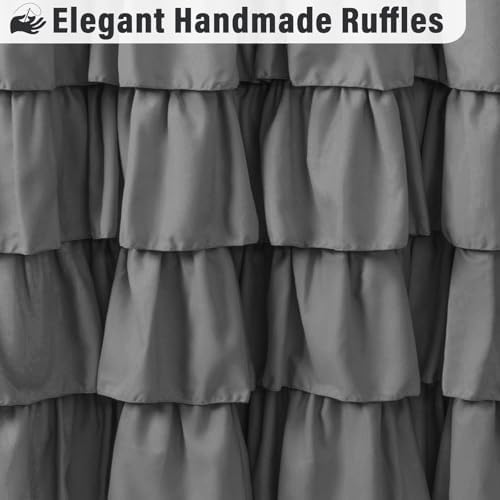 Seasonwood Grey Ruffle Shower Curtain Farmhouse Shower Curtain 72 X 84