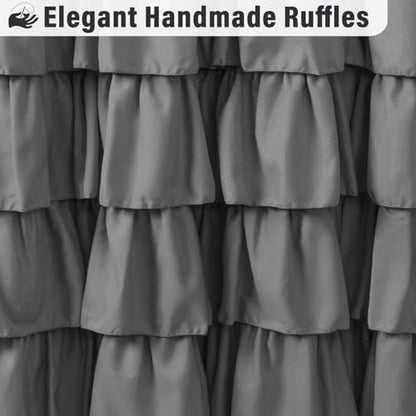 Seasonwood Grey Ruffle Shower Curtain Farmhouse Shower Curtain 72 X 78