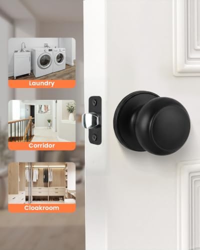 Haidms 2 Pack Matte Black Passage Door Knobs, Black Closet Door Knobs,Passage Doorknobs Interior for Closet or Hall, Hallways