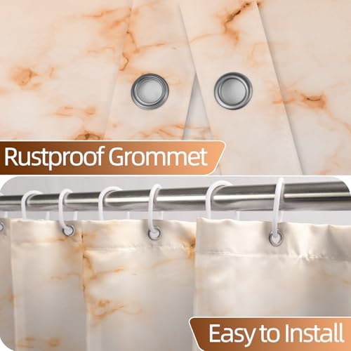 Brown Marble Waterproof Bathroom Shower Curtain 72x72 inches