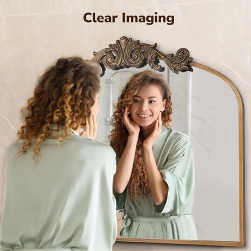 USHOWER Vintage Gold Mirror 30x36 Inch, Antique Baroque Bathroom Mirror