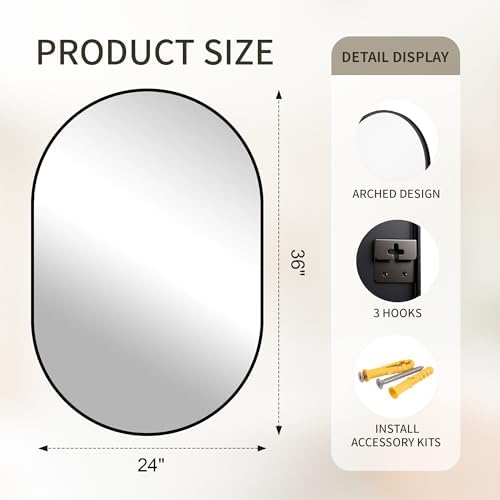 Oval Bathroom Mirror for Over Sink, 2 Pack 24"x36" Vanity Mirror, Black
