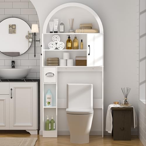 Spurgehom Over Toilet Storage Cabinet, Bathroom Arch Organizer, White