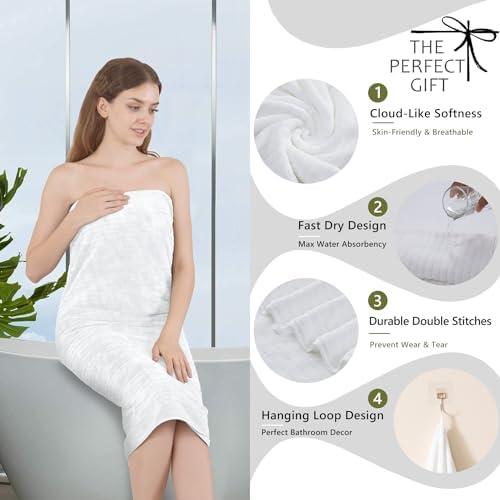 Extra Large Bath Sheet Set of 4,Ultra Soft Fluffy Towel,35”x 70”Oversized Bath Towel Set,Premium Microfiber Bathroom Towel Set Highly Absorbent Quick Dry Shower Towel for Bathroom,Hotel,Spa (White)