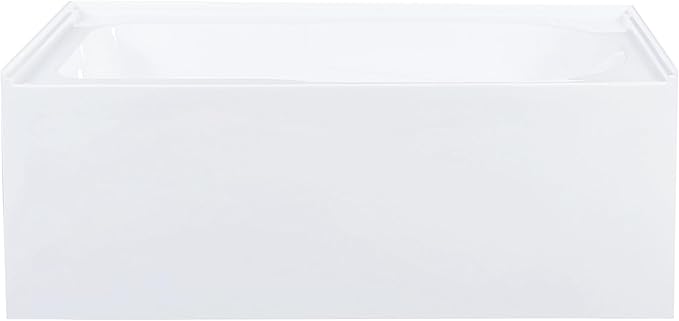 Voltaire 54 x 30 Skirted Left Drain Soaking Alcove Bathtub in Glossy White with Integrated Armrest