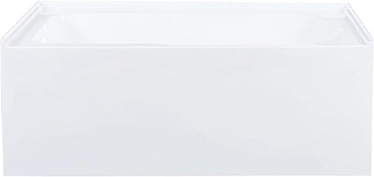 Voltaire 54 x 30 Skirted Left Drain Soaking Alcove Bathtub in Glossy White with Integrated Armrest