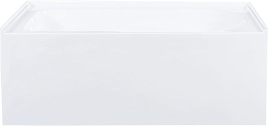 Voltaire 54 x 30 Skirted Left Drain Soaking Alcove Bathtub in Glossy White with Integrated Armrest