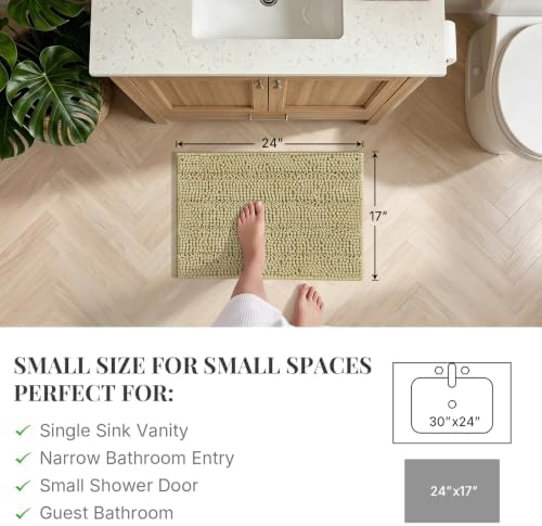 Bcoimo Small Bath Rug Mat,Chenille High Absorbent Beige Bathroom Floor Mats