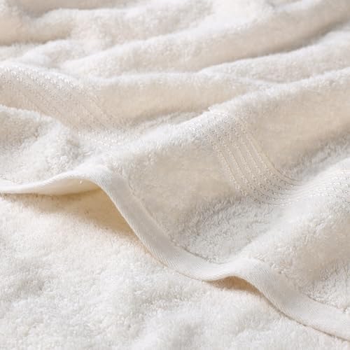 Superior Egyptian Cotton 3-Piece Towel Set, Basic Towels For Bathroom, Home Decor, Guest Bath, Shower, Apartment, Included 1 Face, 1 Hand, 1 Bath Towel, Washcloth, Quick Dry, Ivory