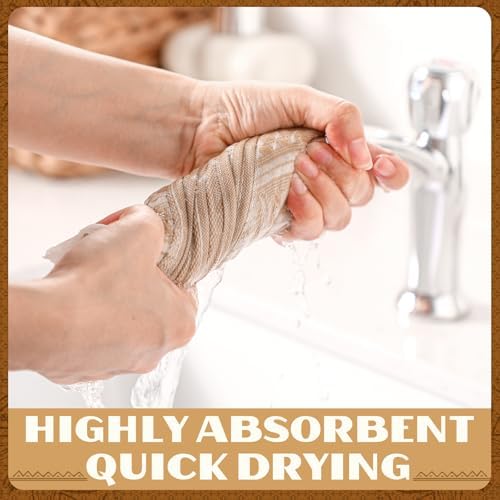 HunnmingRe 4 Pack Boho Hand Towel for Kitchen, Brown,White