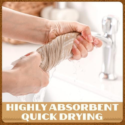HunnmingRe 4 Pack Boho Hand Towel for Kitchen, Brown,White