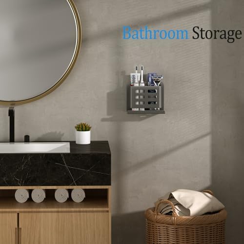 Grey Toothbrush Holder wall Mount, Aluminum，No Drilling Required