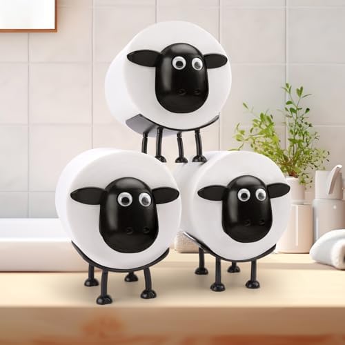 Sheep Toilet Paper Roll Holder, Tissue Paper Storage Stand, 3D Printed Black Sheep Loo Roll Holder, Wall Mount Tissue Basket for Bathroom, Fun Housewarming Gift & Bathroom Decor (3)