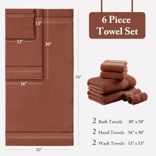 Madison Park 100% Turkish Cotton 600 GSM Bath Towel Set, 6 Piece,Terracotta