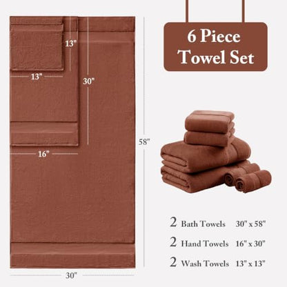 Madison Park 100% Turkish Cotton 600 GSM Bath Towel Set, 6 Piece,Terracotta