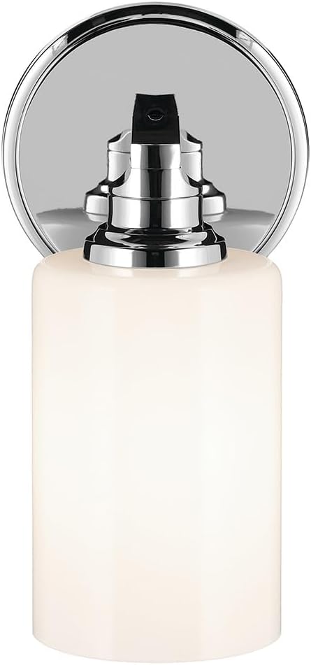 Kichler Gioe 5" 1-Light Wall Sconce with Opal Glass in Chrome, Damp Rated, for Powder Room, Bathroom, Kitchen, Hallway, Bedroom, Fireplace, (5" W x 9.5" H), 55224CH