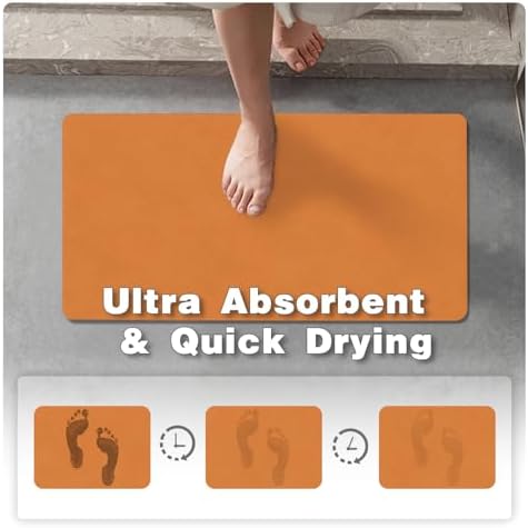 TYUU Thin Bath Mat, Bathroom Rugs Non Slip Washable, 20x48 Orange