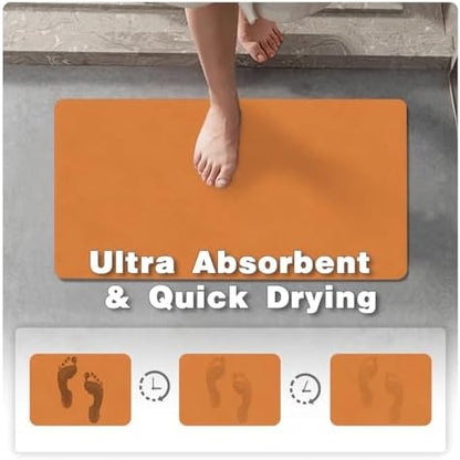 TYUU Thin Bath Mat, Bathroom Rugs Non Slip Washable, 24x48 Orange