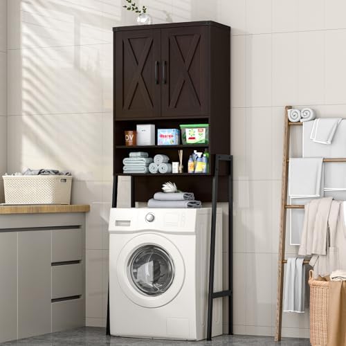 Vabches Metal Frame Over The Toilet Storage Cabinet, Espresso
