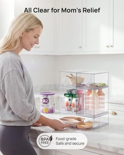 Vtopmart Clear Stackable Storage Drawers Set of 7, Plastic Organizer Bins