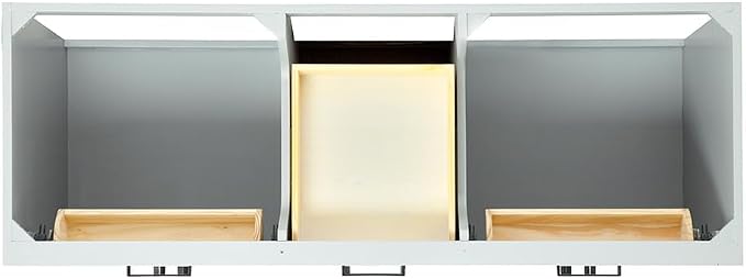 ARIEL Hepburn 60-inch Bathroom Vanity with Sink,Solid Wood, 1.5-inch Pure White Quartz Countertop & Backsplash, Double Rectangular Porcelain Sink, 4 Soft Closing Doors, 6 Dovetail Drawers, Grey