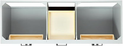 ARIEL Hepburn 60-inch Bathroom Vanity with Sink,Solid Wood, 1.5-inch Pure White Quartz Countertop & Backsplash, Double Rectangular Porcelain Sink, 4 Soft Closing Doors, 6 Dovetail Drawers, Grey