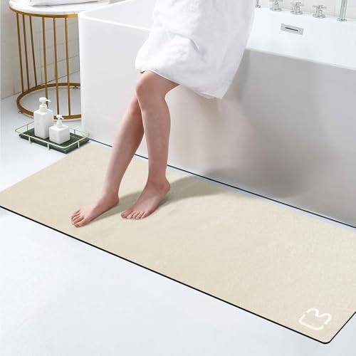Extra Long Bathroom Runner Large Stone Bath Mats for Bathroom,17"x59"Beige