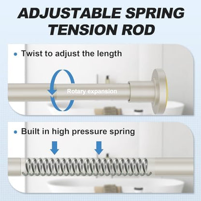 CorkLatta Brushed Nickel Shower Curtain Rod 31 to 80 Inch,1 Inch Diameter Adjustable Spring Tension Stainless Steel Telescoping Rod,Easy Install,No Rust