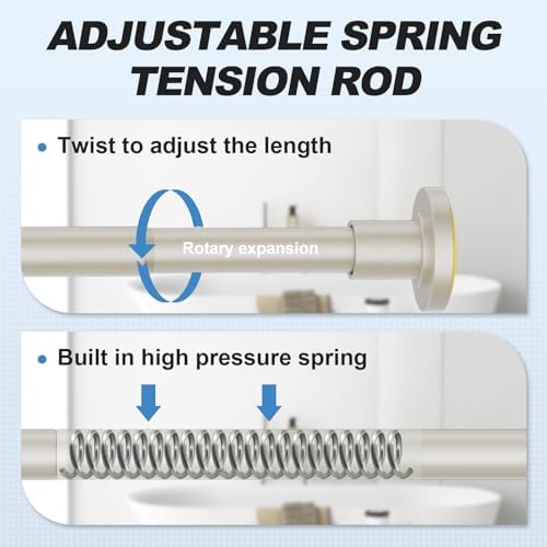 CorkLatta Brushed Nickel Shower Curtain Rod 31 to 68 Inch,1 Inch Diameter Adjustable Spring Tension Stainless Steel Telescoping Rod,Easy Install,No Rust