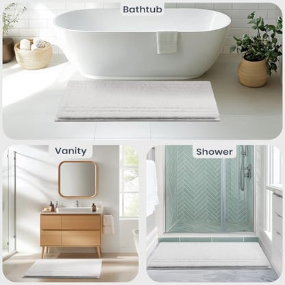 PURRUGS Bathroom Runner Rug, Bath Mat, 24" x 60", White