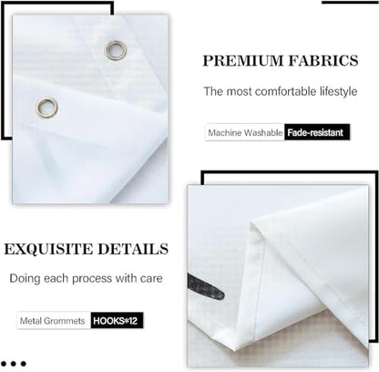 Boho Mid Century Leaf Shower Curtain Set,Arch Sun Design,Minimalistic Leaves Pattern,Waterproof and Luxurious Fabric-12 Hooks(Light Blue-72" x 78")